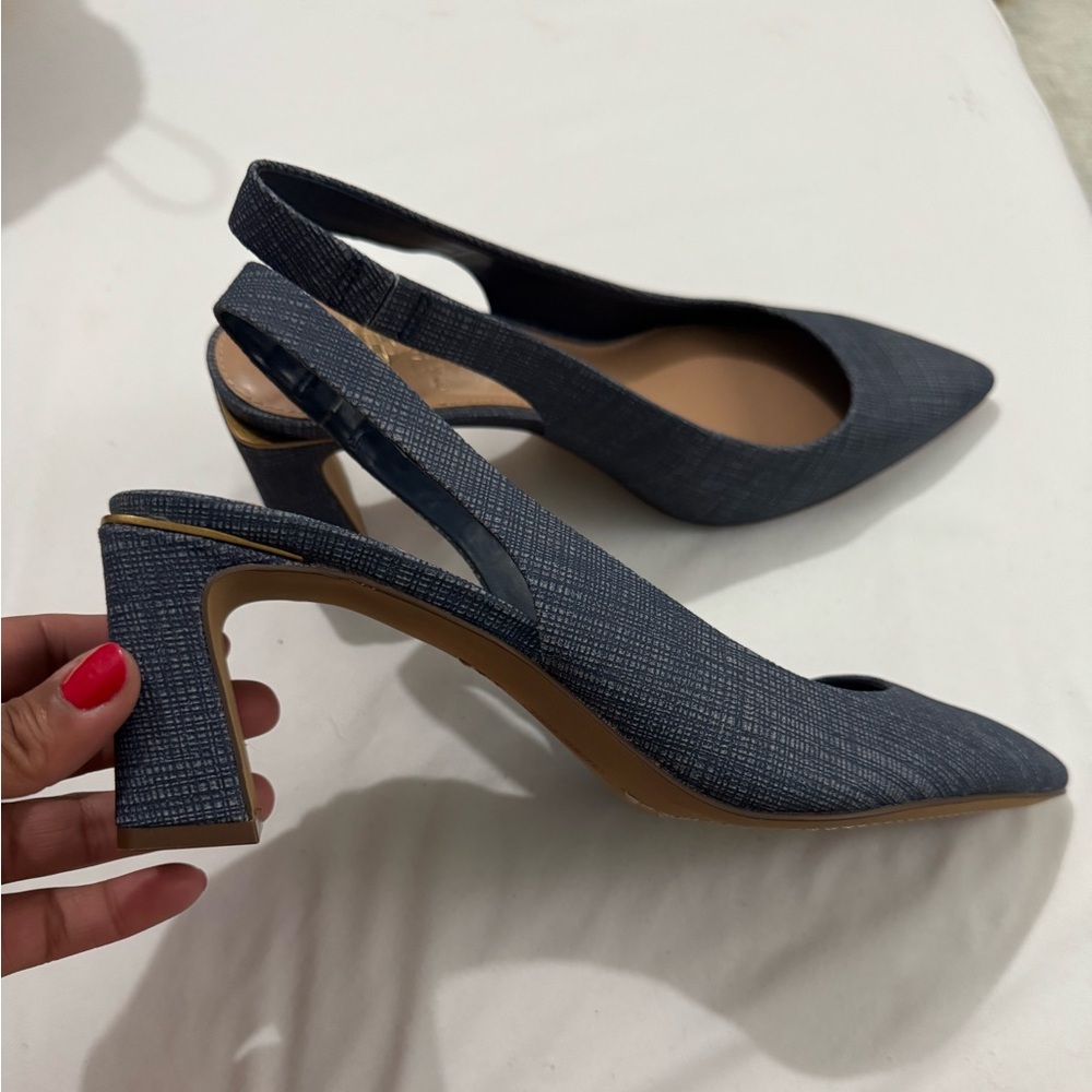 Vince Camuto Blue Slingback Heels with Pointed Toe